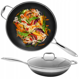 Patelnia Wok Indukcja z Pokrywką duża z powłoką