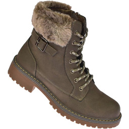 Trapery damskie botki ocieplane B-3-1344 szare glany wysokie