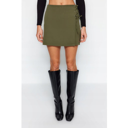 TRENDYOL KLASYCZNE KHAKI SPÓDNICO-SPODENKI Z WYSOKIM STANEM 36