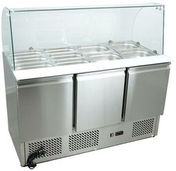 REDFOX Stół chłodniczy sałatkowy 3-drzwiowy z nadstawką szklaną