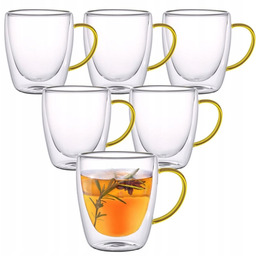 Szklanki Termiczne Ze Złotym Uchem Zestaw 6 Szt