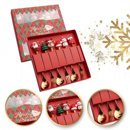 ECARLA Zestaw łyżeczek i widelczyków ze świątecznymi figurkami