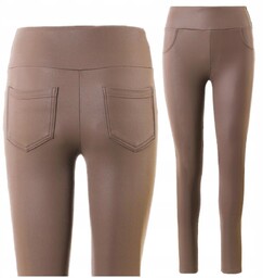 Eleganckie Legginsy Damskie Getry W Stylu Skórzanym Wysoki