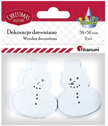 Dekoracje drewniane 6 szt 38x50mm Titanum bałwanek 417651