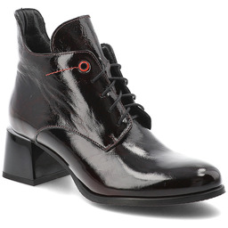 Armodo Bordowe Botki Lakierowane Obuwie Damskie