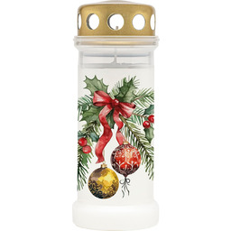 Bolsius Znicz  biały z motywem  wstążka