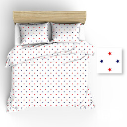 Extrapościel Pościel bawełniana 180x200 R017 biała gwiazdki granatowe
