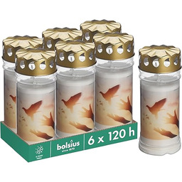 Bolsius Znicz Świeca Pamiątkowa, Biały, 6 Sztuk