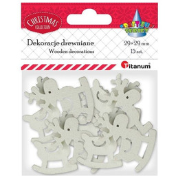 Dekoracje drewniane 15 szt 29x29mm Titanum renifer 417623