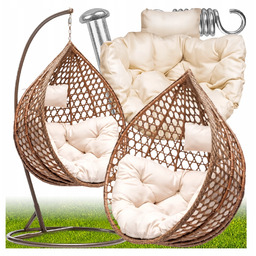 Huśtawka Kokon Fotel Bujany Wiszący Kosz Ogrodowy Brązowy