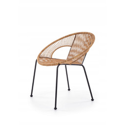 Krzesło ogrodowe rattanowe syntetyczne beżowe stal malowana Halmar
