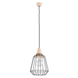 Druciana lampa kratka PEKA czarna/drewno śr. 24cm