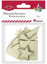 Dekoracje drewniane 6 szt Titanum Christmas choinka prezent