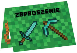 Zaproszenie urodzinowe Piksele - 6 szt.