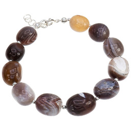 Agat Botswana Wyjątkowa Bransoletka Srebro