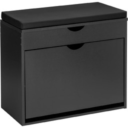 Elior Otwierana czarna szafka na buty z siedziskiem