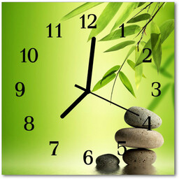 Zegar ścienny kwadrat Kamienie bambusowe