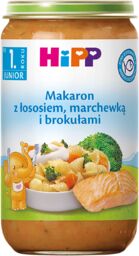 HiPP, makaron z łososiem, marchewką i brokułami, po