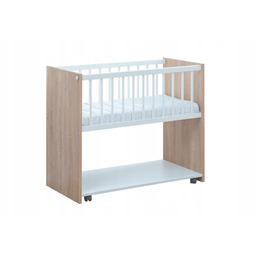 Łóżeczko wielofunkcyjne -dostawka-biurko*mia 3w1 kółka +materac -dąb sonoma