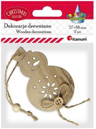 Drewniana zawieszka bałwanek ażurowy 57x88mm 2szt. Titanum Christmas