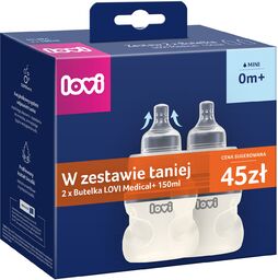 Zestaw Lovi Medical+, butelka antykolkowa ze smoczkiem dynamicznym,