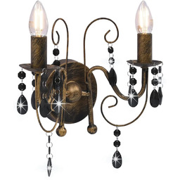 Lumes Czarny świecznikowy kinkiet z kryształkami G7-N52