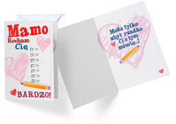 Kartka na Dzień Matki " Kocham Cię mamo."
