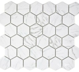 Mozaika ceramiczna Biała Hexagon Polerowana 32,5 28,1x0,6 cm