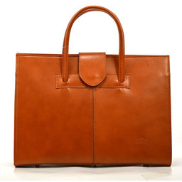 Damska duża skórzana aktówka na dokumenty kuferek