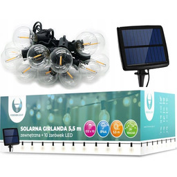 Lampa oprawa Girlanda Solarna 5,5m 10żarówek