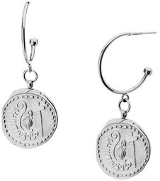 Kolczyki koła z monetą ze stali szlachetnej