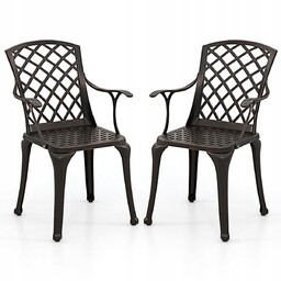 Zestaw 2 sztuki Krzesło ogrodowe metal kolor brązowy