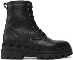 Botki Tommy Hilfiger Bicolor Leather Lace-Up FW0FW08160 Czarny