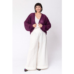 Pakamera Lekki kardigan wełniany damski Klara - Bakłażanowy