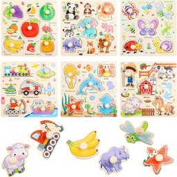 Drewniane puzzle edukacyjne dla dzieci 6 szt.