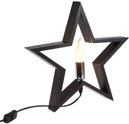 Lampka stołowa drewniana czarna gwiazda 34,5 cm
