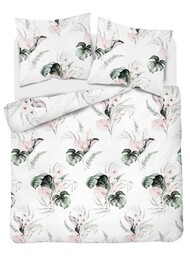 Detexpol Pościel satynowa 180x200 4452 B biała zielona