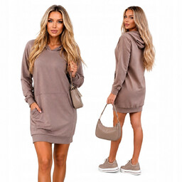 DAMSKA SUKIENKA Dresowa z Kapturem Kieszeń Kangurka Bawełniana