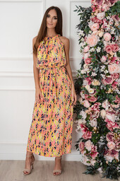 Sukienka maxi na szyję geometric multicolor neon Rozalia