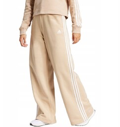 Spodnie damskie adidas Essentials 3-Stripes Fleece Wide beżowe