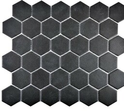 Mozaika gresowa Czarna Hexagon Matowa 32,5x28,1x0,5 cm