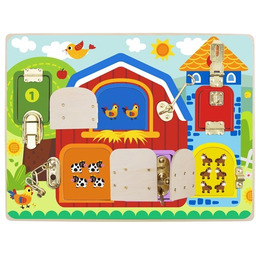 TOOKY TOY Tablica Manipulacyjna Zamki Obrazki Farma