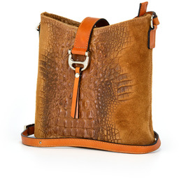 Skórzana damska listonoszka z motywem krokodyla