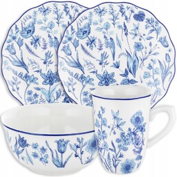 Serwis Obiadowy Porcelana Colette kwiaty Komplet Zestaw 18