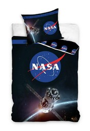 Carbotex Pościel bawełniana 140x200 Nasa czarna kosmos kosmonauta