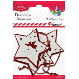 Zawieszka filcowo-drewniana gwiazdka 78x70mm 3 szt Titanum Christmas