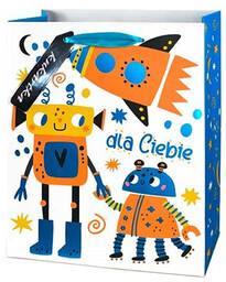 Torebka prezentowa Roboty - średnia - 1 szt.