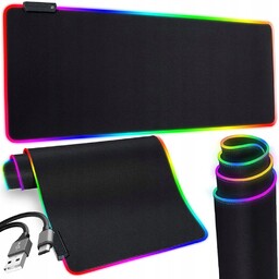 DUŻA GAMINGOWA PODKŁADKA POD MYSZKĘ RGB XXL PODŚWIETLANA