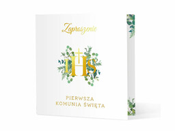 Zaproszenie na Komunię z eukaliptusem - 10 szt.