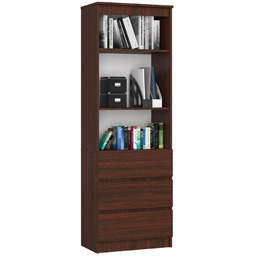 Edinos Minimalistyczny regał z trzema szufladami wenge L4-L44